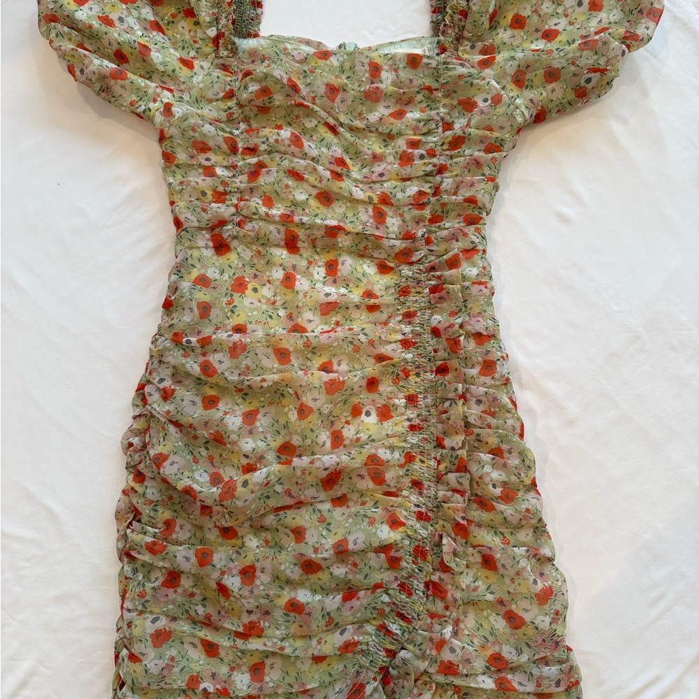 Astr Floral Print Mini Dress with Puff Sleeves